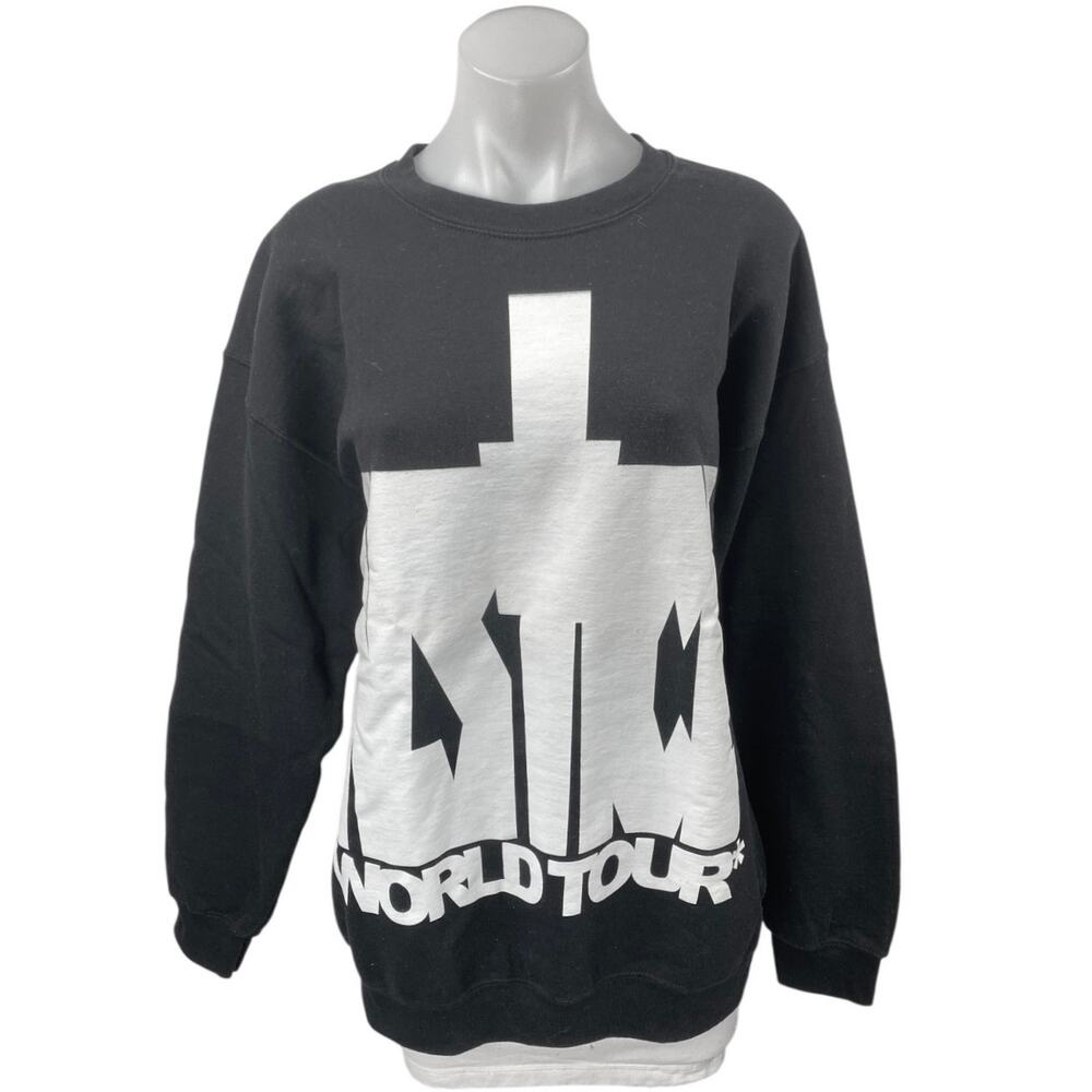 Justin Bieber Justice World Tour Black White Long Sleeve Concert Sweatshirt L